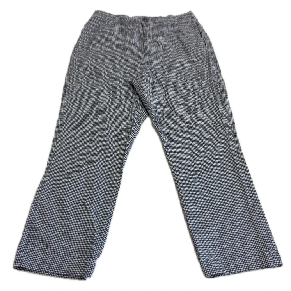 Free People Pants Womens Large Blue Gingham‎ Plaid Kate Cotton Trousers